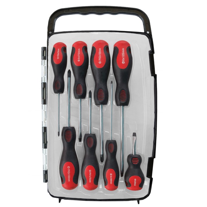 Jeu de 8 tournevis fente, Phillips et Pozidriv coffret - MEDID