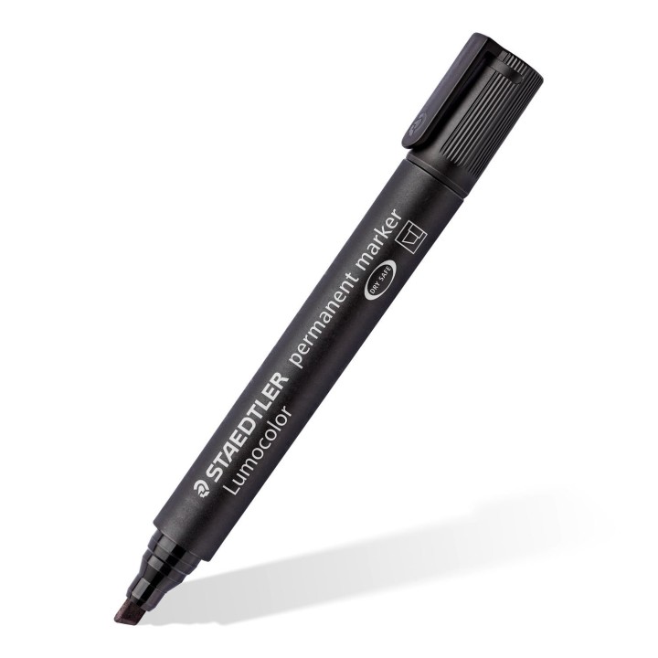 Marqueur permanent pointe biseautée Lumocolor 350 noir - STAEDTLER