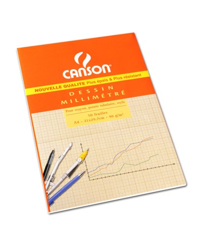 Papier Millimétré - Bloc de 50 feuilles A4