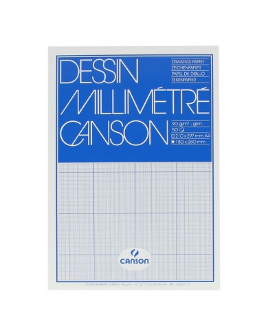 Papier Millimétré Bleu - Bloc de 50 feuilles - Canson