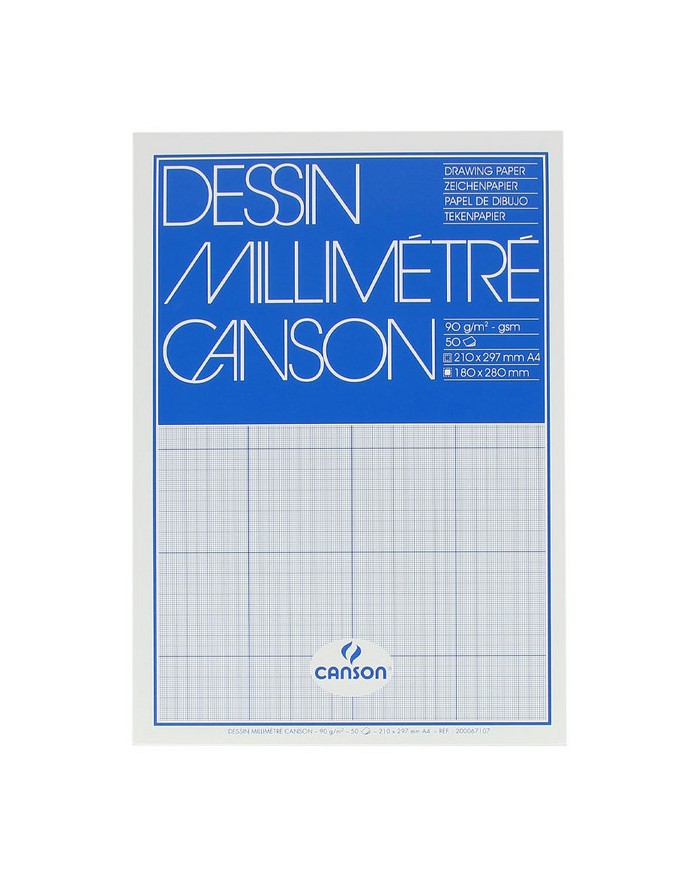 Papier Millimétré Bleu - Bloc de 50 feuilles - Canson