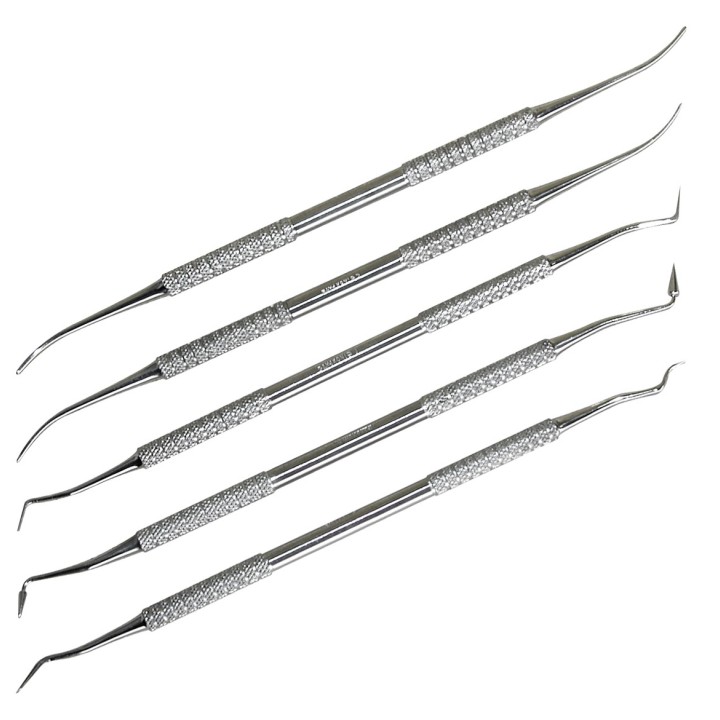 Lot de 5 sondes outils de dentiste inox - OUTIFRANCE