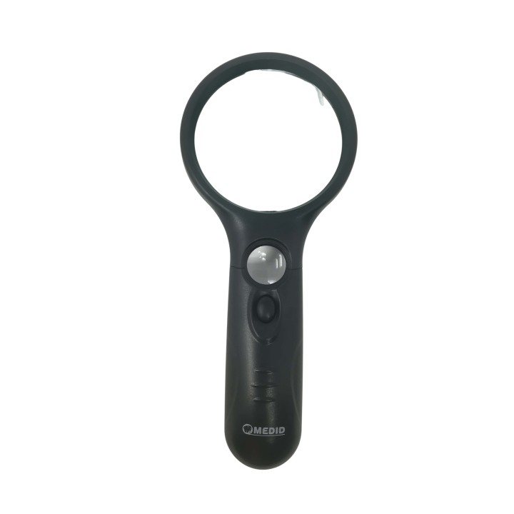 Loupe à main éclairante LED 3x lentille verre 50 mm - MEDID