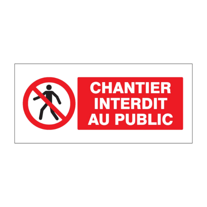 Panneau chantier interdit au public PP alvéolaire 330x200 mm