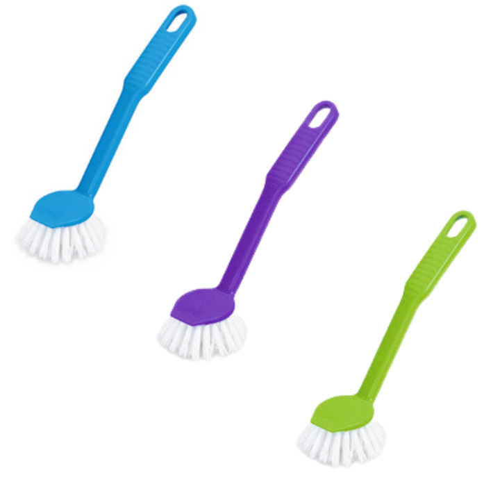 Brosse à vaisselle ronde polypropylène avec grattoir