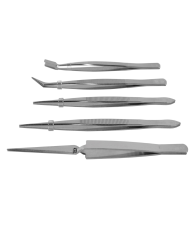 Pinces brucelles courtes - Lot de 5