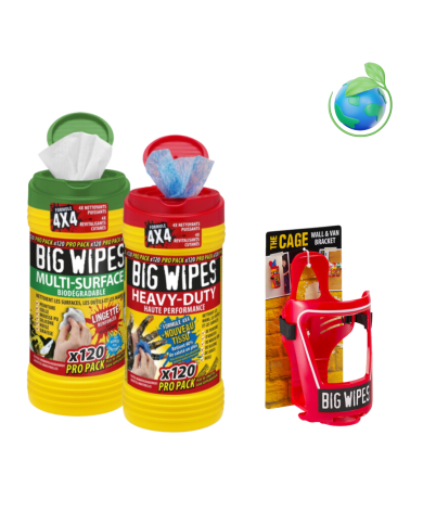 Kit 2 distributeurs lingettes nettoyantes et cage - BIG WIPES Kit 2 distributeurs lingettes nettoyantes et cage - BIG WIPES