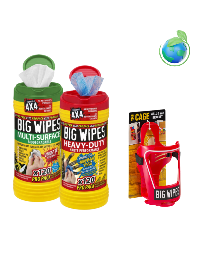 Kit 2 distributeurs lingettes nettoyantes et cage - BIG WIPES