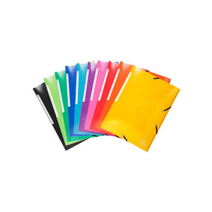 Lot de 10 chemises 3 rabats à élastiques carte lustrée A4 - EXACOMPTA