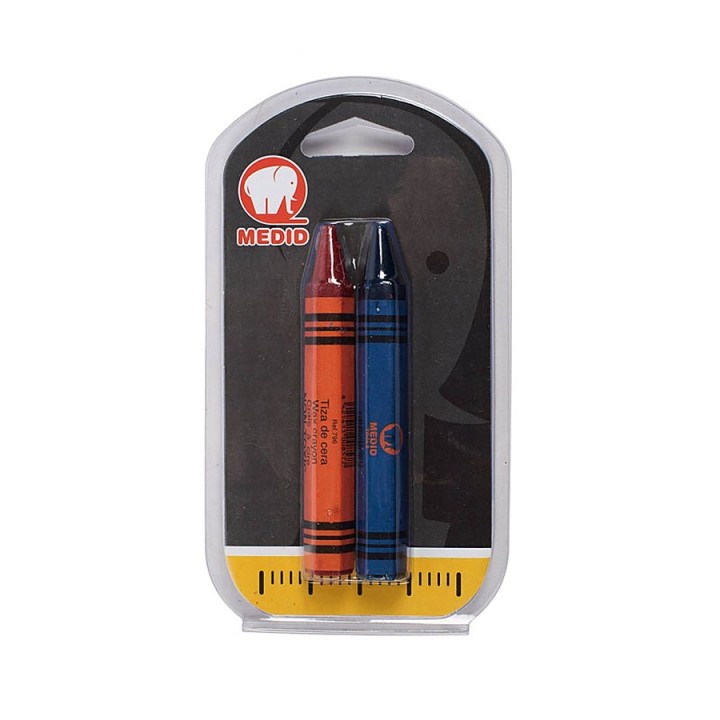Lot de 2 craies de cire bleue et rouge - MEDID