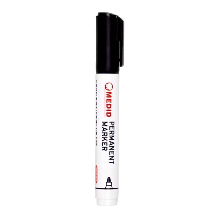 Marqueur à encre indélébile pointe ogive 5 mm - MEDID, Noir